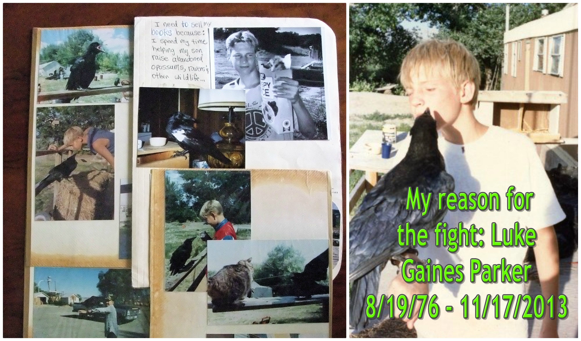 luke with possum and raven